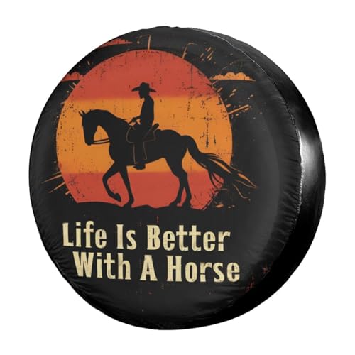 Image of Delerain Horse Lovers Spare Tire Covers for RV Trailer SUV Truck and Many Vehicle, Wheel Covers Sun Protector Waterproof, (14 Inch for Diameter 23 inch-27 inch)