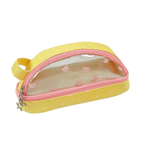 Estojo de Lápis Grande Aesthetic Fofo Kawaii com Zíper Organizador Escolar Transparente e Portátil para Meninos Meninas