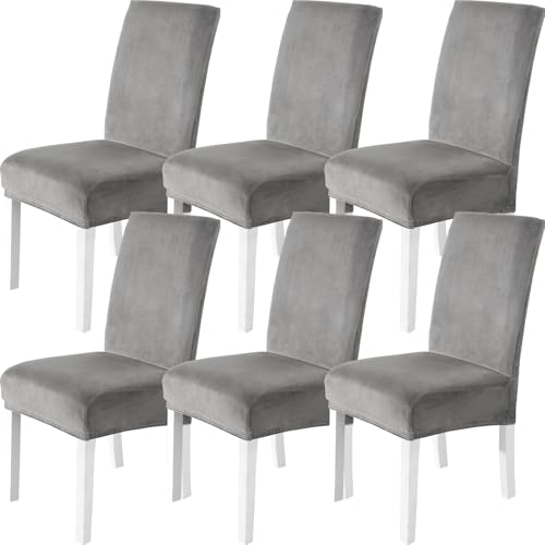 CYCMACO Housse De Chaise Velours 6 Pièces, Universel Housse De Chaise Salle À Manger Extensible, Protection Chair Cover Epaisse pour Hotel, Restaurant,...