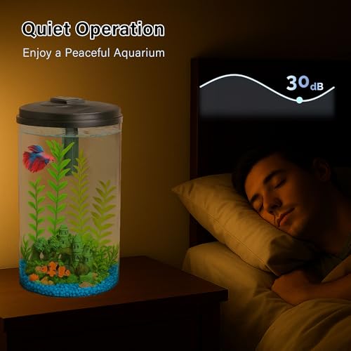 Image of Koller Products Plastic 6-Gallon AquaView 360 Aquarium Kit for Tropical Fish, Betta Fish with LED Lighting and Power Filter Clear, 4-Piece Set