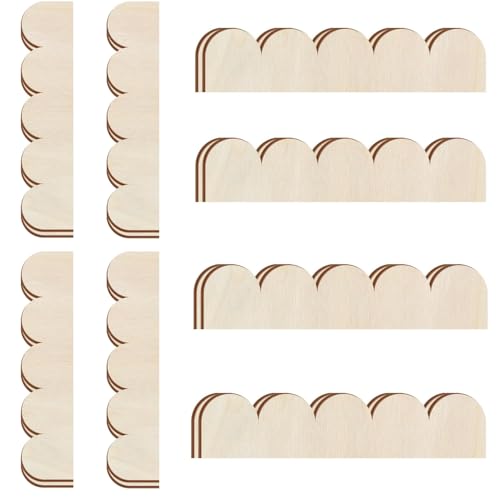 12 Pcs Decorative Wood Moulding Trim Scalloped Edge Wood Molding DIY Moulding Trim for DIY Crafts Home Wall Cabinet Shelf Window Door Decor,Unfinished Wooden Scalloped Trims (40 * 9cm)