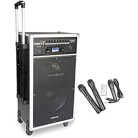 VONYX Battery Powered Portable PA Speaker System Bluetooth MP3 CD with Wireless Microphones Cover