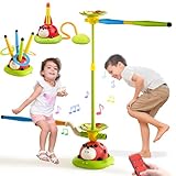 Pobaiyi 5 in 1 Musical Jump Toys, Toss Ring Game Stomping Launch Rocket Launcher for Kids, Obstacle Avoidance & Jump Squating Toy Games Remote Control Outdoor & Indoor Toys for Ages 4-8 8-13