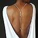 Rhinestone Back Chain Necklace Bridal Wedding Backdrop Body Jewelry for Women Summer Body Chain Necklace Shoulder Back Chain