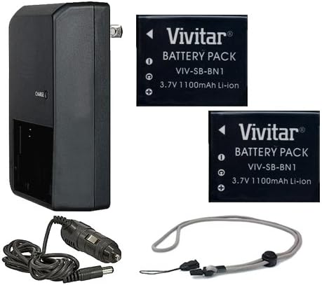 High Capacity Batteries (2 Units) + AC/DC Travel Charger Compatible with Sony Cyber-Shot DSC-QX100 + Krusell Multidapt Neck Strap (Black Finish)