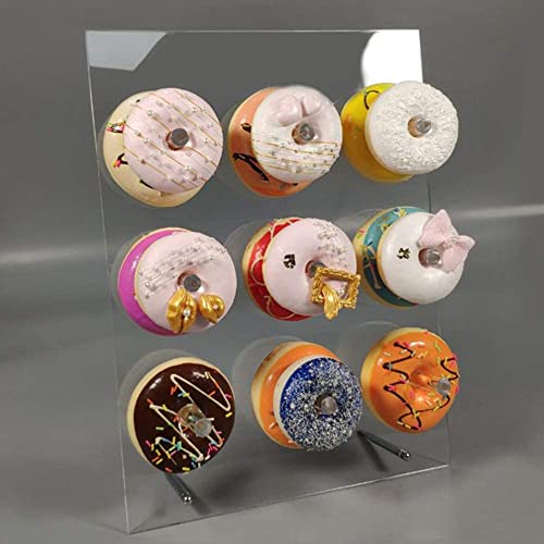 LUGUNU Reusable Acrylic Donut Stand, Clear Handmade Donut Wall On Table Donuts Rack Display for Donut Party Decorations, Baby Showers, Birthday Party and More (9 Pillars)