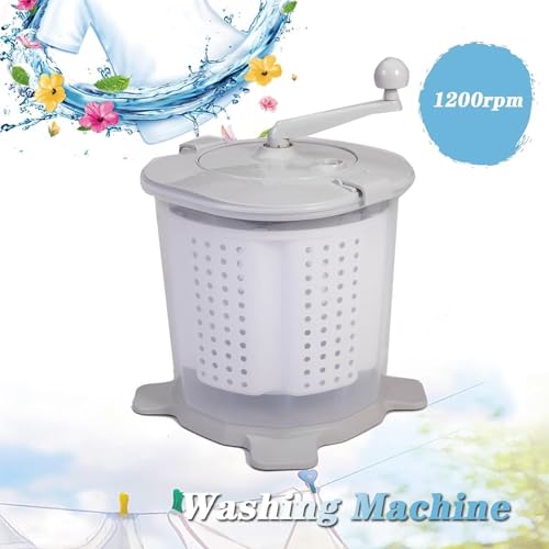 QYLTTDM 2 In 1 Hand Cranked Clothes Washer, Manual Clothes Washer and Spin Dryer with Removable Handle and Dehydration Basket for Camping, Home, RV, Apartments, Dorms - Image 4