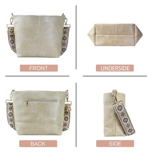 Image of Hobo Bags Vegan Leather Crossbody Bag Guitar Strap Shoulder Purses with Zipper Handbags for Women