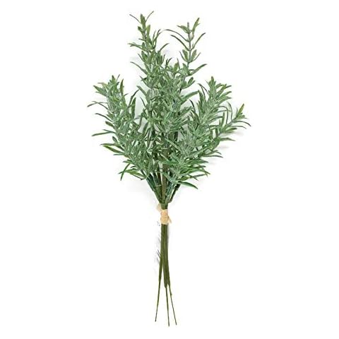 3 Stem Green Artificial Thyme Sprig x 25cm - Plastic Foliage Leaf Herb Cover