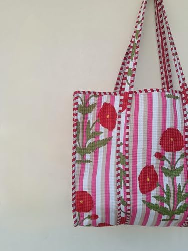 Image of Women's 100% Cotton Lightweight Shoulder Tote Bag with Interior Poeckt Casual Handbag for Women