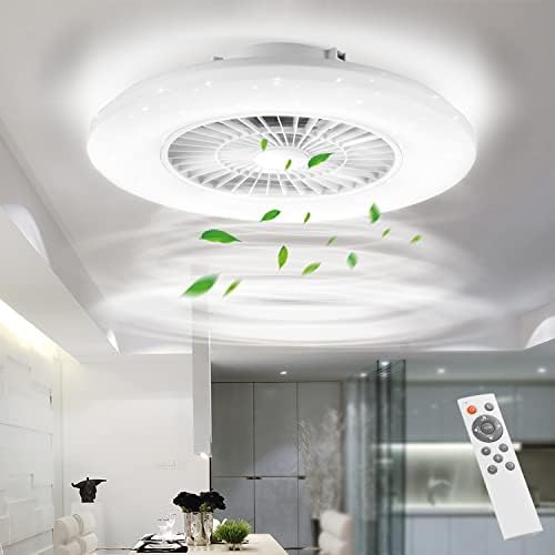 60CM LED Ceiling Light with Fan, Ceiling Fan Lights 24 Levels Wind Speeds, Stepless Dimming Light, Modern Fan Lighting for Living Room, Dining Room, Bedroom, Office, 3000-5500K, White