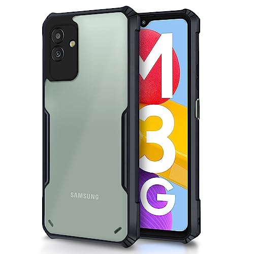 Image of Pikkme Samsung Galaxy M13 5G Back Cover | Crystal Clear Transparent Back | Ultra Hybrid | Full Camera Protection | Raised Edge | Bumper Back Case for Samsung Galaxy M13 5G (Black)