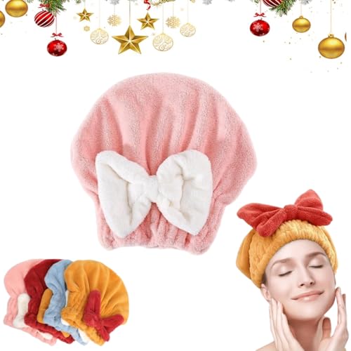 BusyLive Super Absorbent Hair Towel Wrap for Wet Hair, 2026 New Soft Bow Tie Wet Hair Towels Wrap for Women Accessoriesï¼ŒMicrofiber Hair Towel Wrap Women Quick-Drying Hair Towels (Pink)