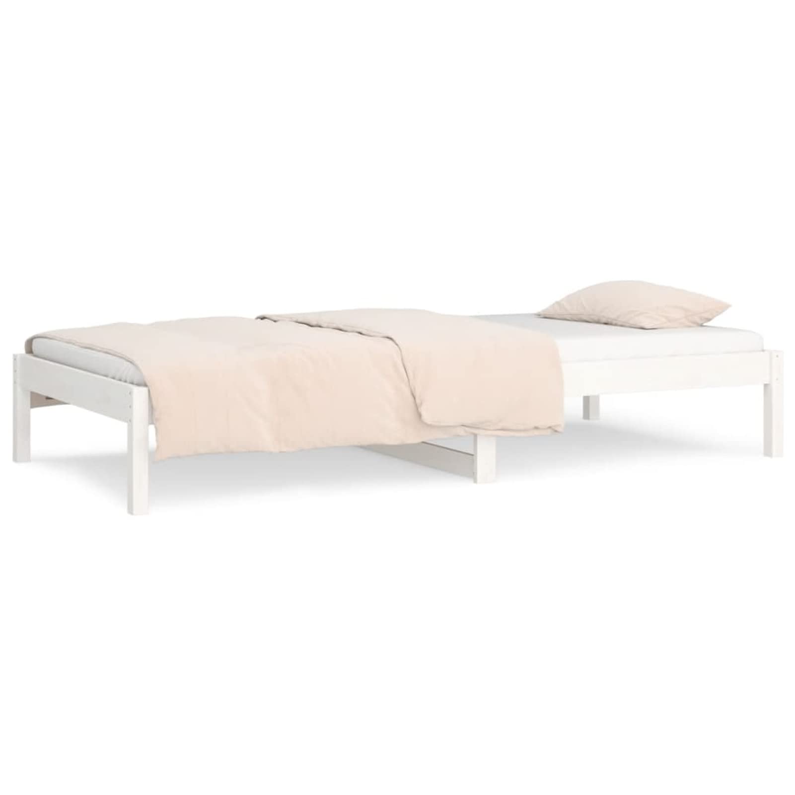 Homgoday Dormeuse bez materaca biały 90 x 200 cm lite drewno sosna, sofa rozkładana, sofa rozkładana, gotowe łóżko, rama sofy, łóżko fotelika model 820413IT