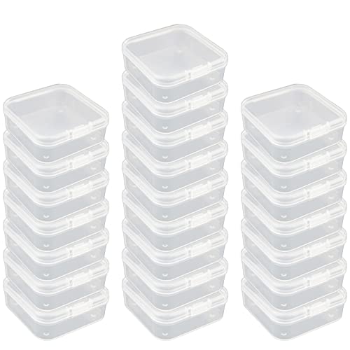LJY 23 contenitori quadrati in plastica trasparente con coperchio, per piccoli oggetti e altri progetti artigianali (7,4 x 7,4 x 2,5 cm, trasparente)