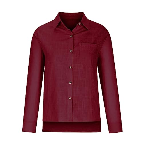 Camisetas femininas elegantes casuais de botão com gola V, blusa folgada, túnicas de manga comprida,