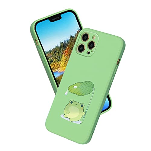 Compatible With Iphone 12 Pro Max, Cute Frog Under The Leaf Phone Case For Iphone 12 Pro Max,Kawaii Iphone Case With Cool Design For Girls Women Kids With Soft Slim Bumper Protective Case Cover #TOP2