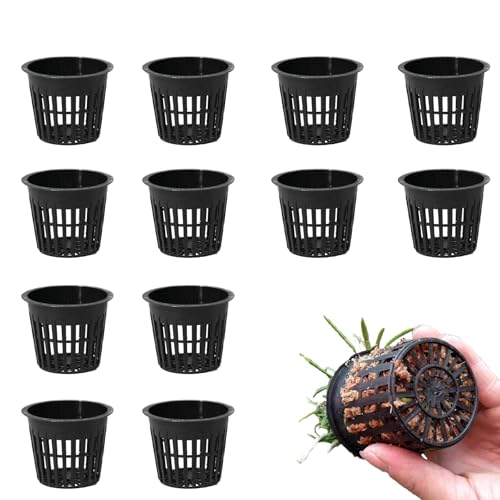 CTForest 12 PCS Maceta Hidroponica, Cesta Hidroponica, Maceta Hidro, para Pequeñas Plantas Hidropónicas como el Loto y el Rábano Verde. (Negro)