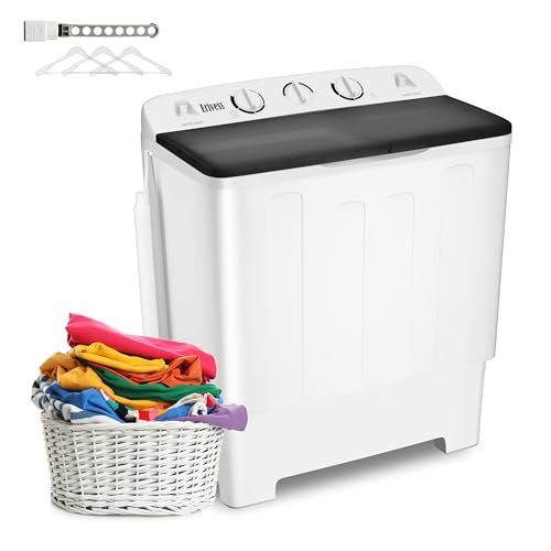 Compact Mini Twin Tub Washing Machine with Drying Rack, 13lbs Portable Laundry Washer and 9lbs Spinner, Convenient and Efficient for Dorms, Apartment (22lbs)