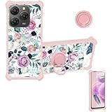 Capa para celular UMIDIGI G9X compatível com UMIDIGI NOTE 100X / 100X 5G [com protetor de tela de vidro temperado][PC rígido + silicone macio][suporte para anel] [luz refletora colorida] IMDF-HUA3