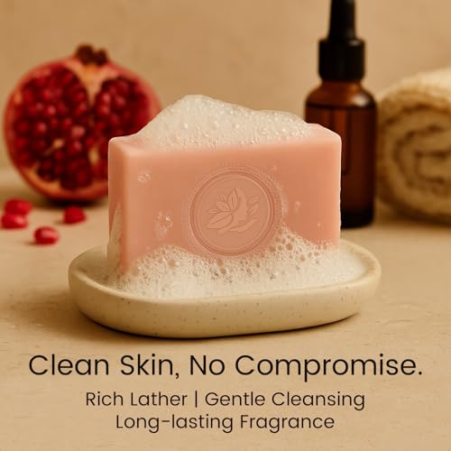 Image of Naija Organics Pomegranate and Lime Natural Bath Soap | Glow Boosting, Anti-Oxidant Rich, Chemical-Free Body Soap Bar | Handmade Soap | ECOCERT Certified | for Men & Women, All Skin Types - 100g