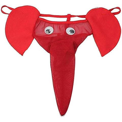 Bommi Fairy Ropa interior de elefante para hombre, bolsa larga en U, sexy, cintura baja, divertida, regalo para amantes de la tanga, rosso, Taille unique Cover