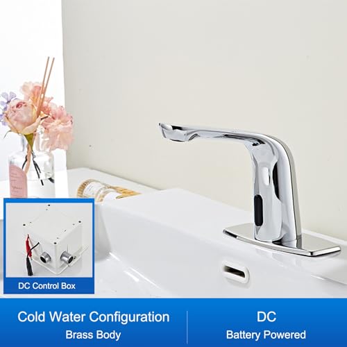 Robinet de lavabo tout cuivre avec capteur automatique intelligent couleur argent - 3