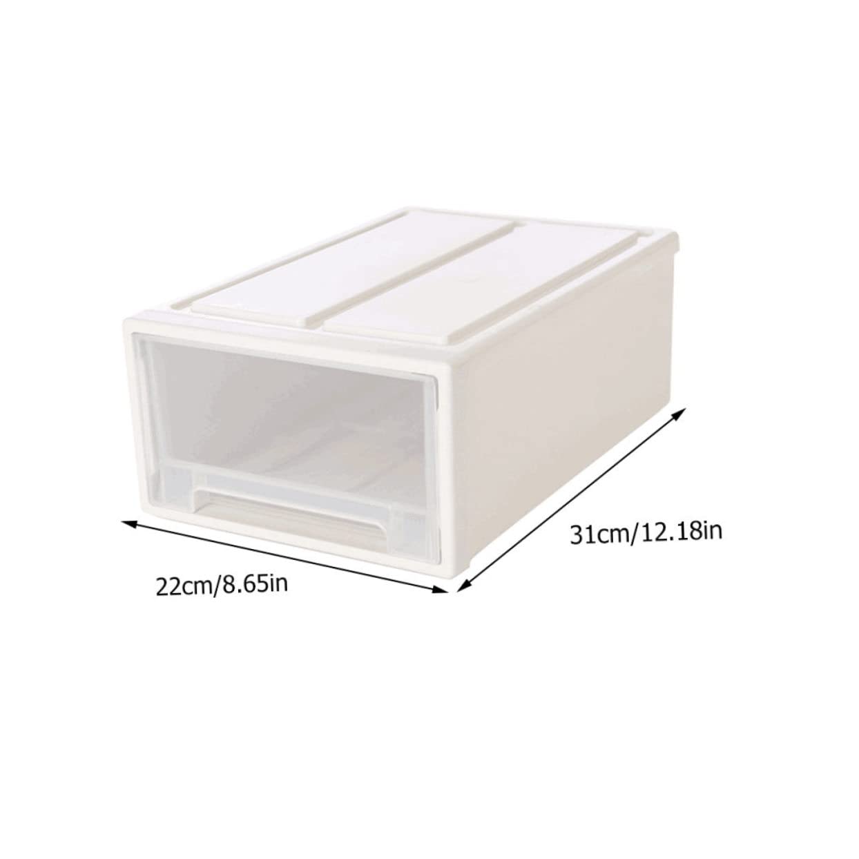 IMIKEYA Scatola Riponi Scarpe in Plastico Bianco, Contenitore Impilabile a Cassetto, Multiuso per Armadio e Oggetti, Organizzatori Scarpe per Casa, 31x22x12 Cm
