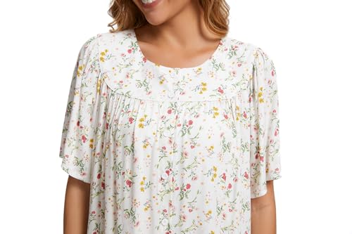 Image of COSUNIONY House Dresses for Women Cotton Short Sleeve House Coat Buttons Down Dusters Robe with Pockets S-XXL