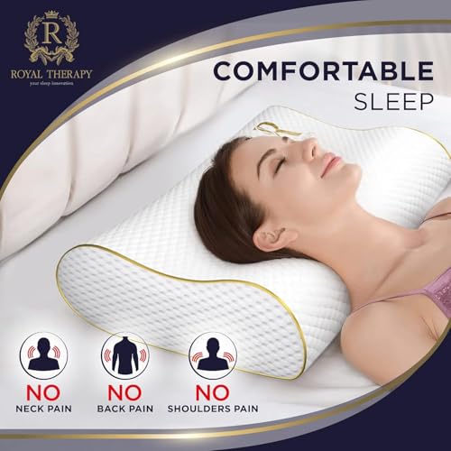 Image of King Memory Foam Pillows 2-Pack - Ergonomic Cervical Pillow for Neck and Shoulder Pain - Medium Firm Contour Pillow for Side, Back, and Stomach Sleepers - CertiPUR-US Certified
