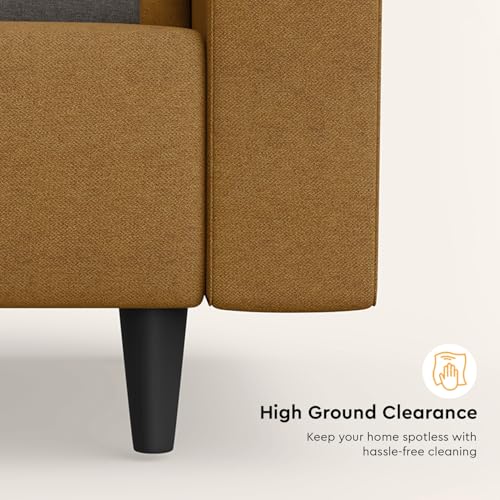 Image of Interio by Godrej Sofa Cresco 1-Seater Fabric Sofa for Living Room, 3-Years Warranty, Solid Wood (Camel and Taupe)