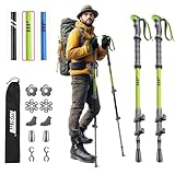 TWSITTE Mountain Tech - Bastones de senderismo ligeros de aluminio de grado aeronáutico con agarre extendido y kit de punta