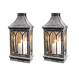 Set of 2 Large 18' Tall Wall Sconce Candle Holder Lantern Farmhouse Wall Décor | Wall Candle Sconce with Mirror Outdoor Indoor, Clear Glass