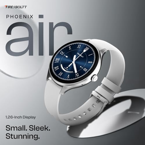 Image of Fire-Boltt Phoenix Air Smart Watch 1.26 inch Round Display, Rotating Button, Wireless Charging, Ultra Lightweight Metal Body, Bluetooth Calling, Smartwatch with Silicone & Mesh Steel Straps Cloud White