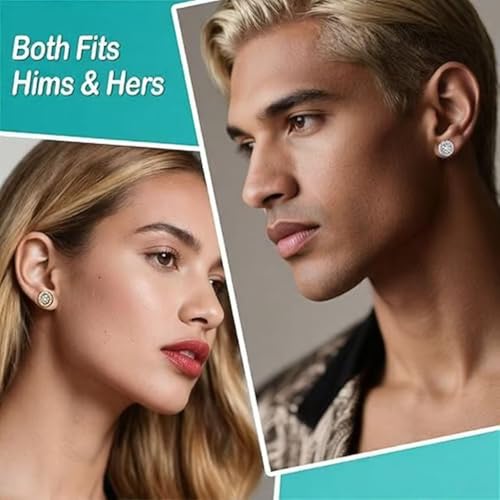 Moissanite Stud Earrings for Women 0.5-4ct Lab Created Diamond Earrings 18K Gold Plated Sterling Silver Hypoallergenic Flat Back Earrings for Men Birthday Gifts for Mom Wife Girlfriend - image 5