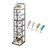 Zapatero vertical Nizer – Torre de almacenamiento de zapatos independiente de 8 niveles para entrada y armarios estrechos, color negro