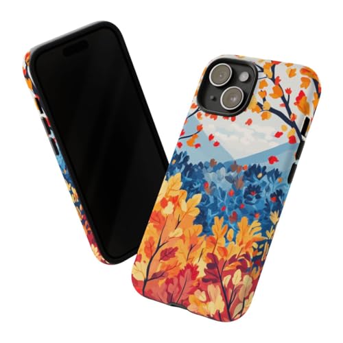 Coque iPhone 15 feuillage d'automne rigide mate anti-choc