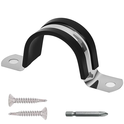 Oovivat Pipe Clamps NPS 1 Inches （Φ32MM）- 304 Stainless Steel & Rubber Lining 10 Pack