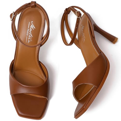 Mostrin Strappy Heels for Women Square Open Toe Lace Up Heeled Sandals Ankle Strap Sexy Stiletto High Heels for Party, Prom, Dating, Wedding3