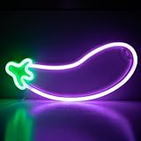 ENUOLI Eggplant Neon Signs,LED Purple Eggplant Neon Light Decorative Art LED Lights for Wall Decor,USB/Battery Powered Night Lamps Light Up Signs for Bedroom,Party, Living Room,Home Decor