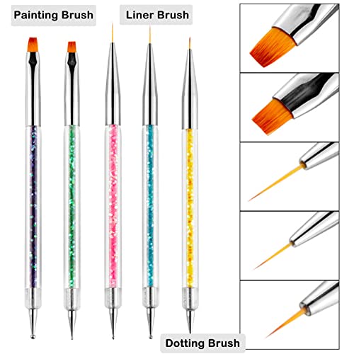 Loveourhome 13Pc Nail Brush Set Double Sided Nails Dotting Pen Lining Painting Flower Drawing Brush Tools For Professional Techs And Home Use #TOP2