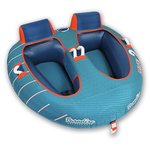 Paradise Water Sports - Haven Water Towable Tube for Boating - 1-2 Riders, Teal/Red