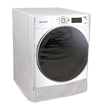 Capa Maquina Lava e Seca Brastemp 10 kg Abertura Frontal Transparente com Ziper Branca