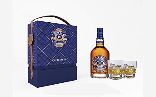 Chivas Regal 18 años Whisky Escocés de Mezcla Premium + Pack regalo 2 vasos - 700ml