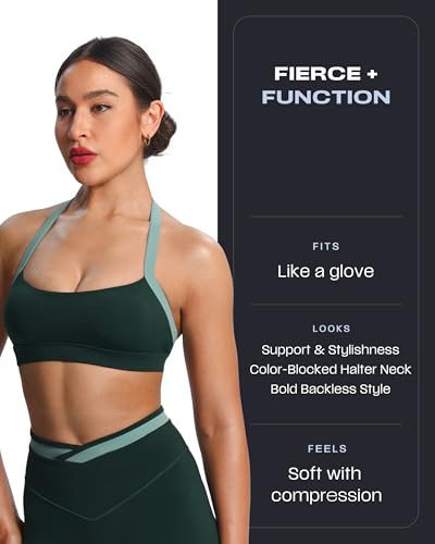Aoxjox Women's Color Block Halter Workout Sports Bras Fitness Athletic Vanessa Bra Yoga Crop Tank2