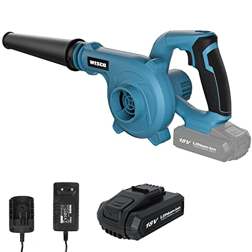 Akku Laubbläser, WESCO 18V 2.0Ah Akku Laubsauger, 110 MPH Gebläsegeschwindigkeit, Abnehmbare Röhre, mit Akku und Ladegerät, Geschenk für Männer/WS2942.1