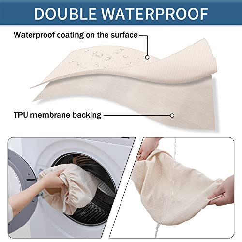 Smiry Waterproof Seat Covers For Dining Room Chairs, 4 Pack Stretch Jacquard Kitchen Dining Chair Seat Cover Protectors With Hooks, Beige #TOP1