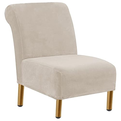 JORTUIO Funda para Sillón sin Brazos Cubre Sofá de 1 Plaza Elástica Tela Terciopelo, Funda extraíble, Lavable, Antideslizante, para Silla, para el Dormitorio del Hotel en casa（Negro）