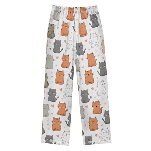 ALAZA Cat Love Heart Kitten Pajama Lounge Pants Long Sleep Pajama Bottoms with Pockets2