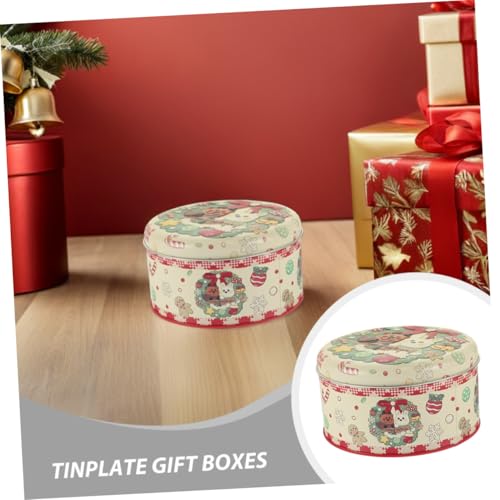 Cajas de hojalata para obsequio de Navidad de PRETYZOOM en un pack de 4 piezas redondas con tapa 4